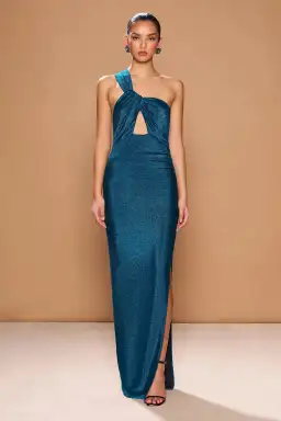Sonya Moda Acquavena Shimmer Maxi Dress Aquamarine Size 6
