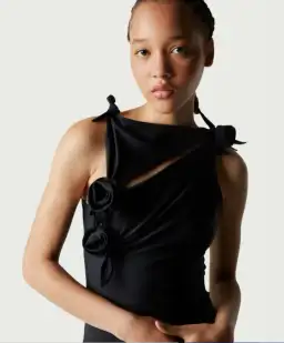 Coperni Asymmetric Flower Midi Dress Black (Size M/AU 6-8) for rent on The Volte - image 2