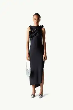 Coperni Asymmetric Flower Midi Dress Black (Size M/AU 6-8) for rent on The Volte - image 1