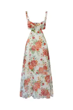 Sofia the Label Delilah Cut Out Midi Dress in Sunset Floral Size 8  for rent on The Volte - image 5