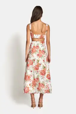 Sofia the Label Delilah Cut Out Midi Dress in Sunset Floral Size 8  for rent on The Volte - image 2