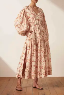 Shona Joy Flor Balloon Sleeve Drawstring Midi Dress Floral Size 12 for rent on The Volte - image 2