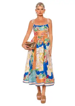 Zimmermann Alight Picnic Midi Dress Nautical Map Size 0 / AU 8 for rent on The Volte - image 2