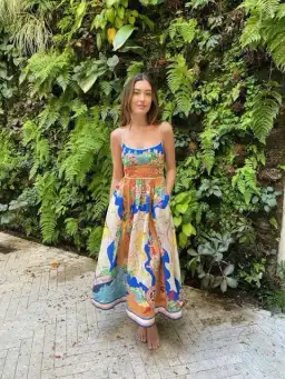 Zimmermann Alight Picnic Midi Dress Nautical Map Size 0 / AU 8 for rent on The Volte - image 4