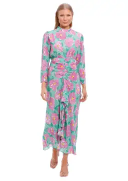 Rixo London Cherie High Neck Maxi Dress Floral Size 14