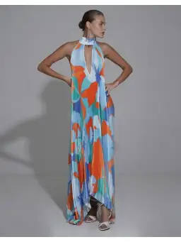 Lidee Opera Gown Capri Print Orange Size AU 10 for rent on The Volte - image 1