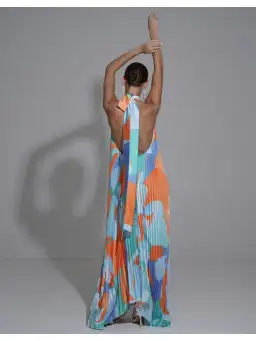 Lidee Opera Gown Capri Print Orange Size AU 12  for rent on The Volte - image 3