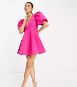 Jarlo London Melanie Mini Dress in Hot Berry Pink Size AU 10 for rent on The Volte - image 0