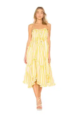 Zimmermann Lumino Floating Stripe Dress in Yellow Stripe Size 0/ AU 8 for rent on The Volte - image 1