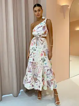 Alemais Annie One Shoulder Midi Dress Print Size 8 for rent on The Volte - image 1