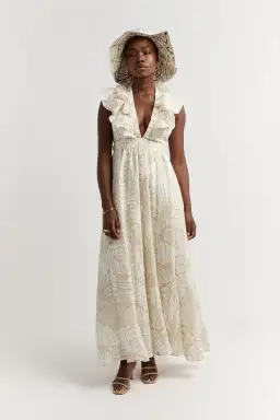 Dissh Malta Palm Frill Linen Maxi Dress Print Size 12 for rent on The Volte - image 4