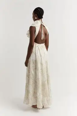 Dissh Malta Palm Frill Linen Maxi Dress Print Size 12 for rent on The Volte - image 3