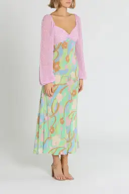 Rixo London Gio Jewel Midi Dress Multi Floral Size 10 for rent on The Volte - image 2