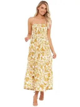 Shona Joy Tiered Midi Dress in Curry Size AU 8 for rent on The Volte - image 1