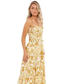 Shona Joy Tiered Midi Dress in Curry Size AU 8 for rent on The Volte - image 3