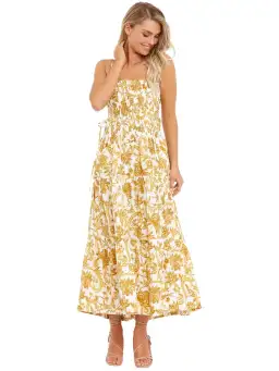 Shona Joy Tiered Midi Dress in Curry Size AU 8 for rent on The Volte - image 4