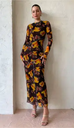 Sir The Label Jacques Mesh Panelled Midi Dress Expressionist Size 2 / AU 10 for rent on The Volte - image 1