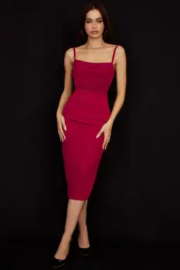 House of CB Jamille  Draped Corset Midi Dress Berry Size S/Au 8  for rent on The Volte - image 1