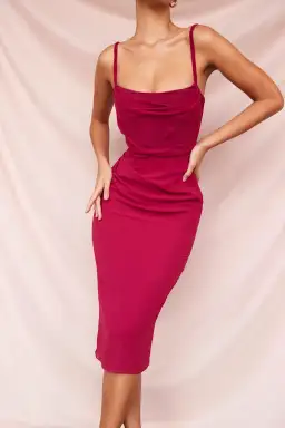 House of CB Jamille  Draped Corset Midi Dress Berry Size S/Au 8  for rent on The Volte - image 5