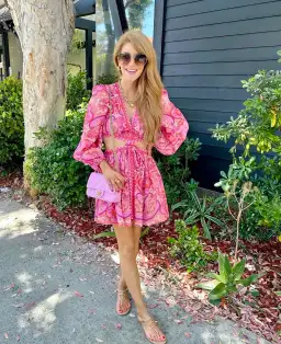 Zimmermann Halcyon Self Tie Mini Dress Pink Purple Paisley Size 2 / AU 12  for rent on The Volte - image 4