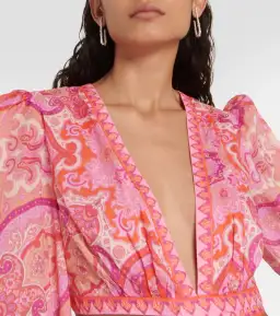 Zimmermann Halcyon Self Tie Mini Dress Pink Purple Paisley Size 2 / AU 12  for rent on The Volte - image 2