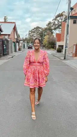 Zimmermann Halcyon Self Tie Mini Dress Pink Purple Paisley Size 2 / AU 12  for rent on The Volte - image 5