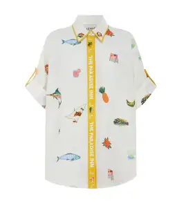 Alemais Blue Marlin Embroidered Shirt and Skirt Set in Cream Size 8 for rent on The Volte - image 3