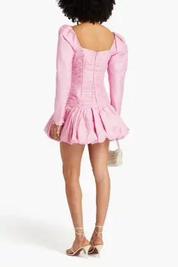 Aje Bijou Ruched Long Sleeve Mini Dress in Bonbon Pink Size 12 for rent on The Volte - image 2