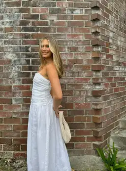 Dissh Catania Linen Strapless Dress White Size 6 for rent on The Volte - image 2