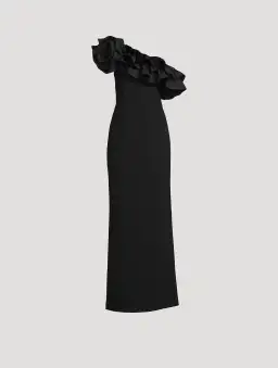 Rebecca Vallance Chloe One-Shoulder Taffeta-Trimmed Stretch Gown Black Size 6 for rent on The Volte - image 3