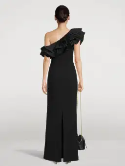 Rebecca Vallance Chloe One-Shoulder Taffeta-Trimmed Stretch Gown Black Size 6 for rent on The Volte - image 2