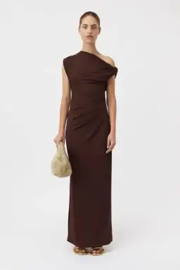 Camilla and Marc Annalise Draped Maxi Dress in Chocolate Brown Size 10
