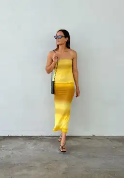 Bec and Bridge Amara Strapless Maxi Dress Golden Ombre Size 10 for rent on The Volte - image 1