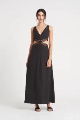 Sir the Label Alma Silk Cut Out Dress Black Size 3 / AU 12 