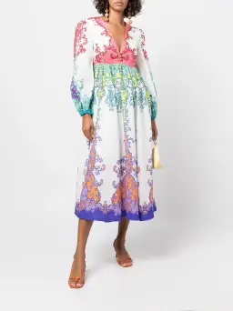 Zimmermann Nina Plunge Midi Dress Multi Size 0P / AU 6 for rent on The Volte - image 1