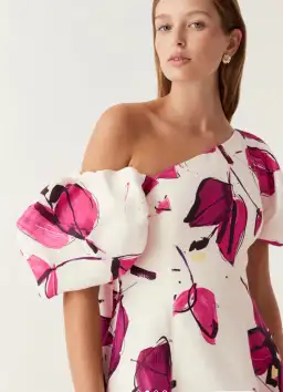 Aje Tulip Sleeve Midi Dress Falling Florals Size AU 8 for rent on The Volte - image 3