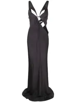 Christopher Esber V Neck Sleeveless Dress Charcoal Grey Size 10 for rent on The Volte - image 4