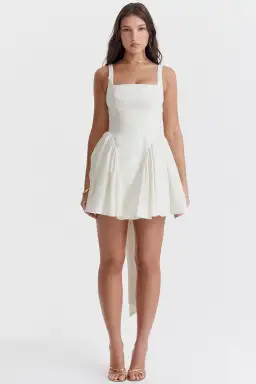House of CB Florianne Bow Mini Dress in Ivory Size XS / AU 6

