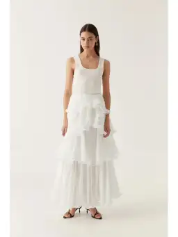 Aje Cosmos Tiered Maxi Skirt In White Size AU 8