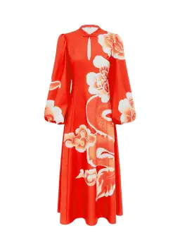 Leo Lin Janelle Midi Dress Imperial Print Size AU 10 for rent on The Volte - image 2