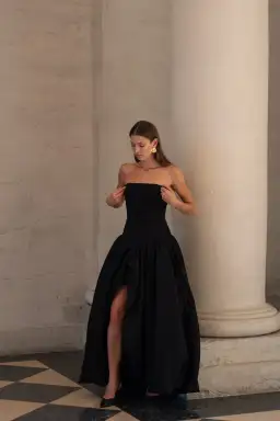 Aje Violette Bubble Hem Maxi Dress Black Size AU 8