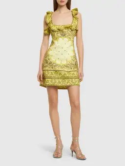 Zimmermann Matchmaker Frilled Mini Dress Yellow Bandana Size 1 / AU 10