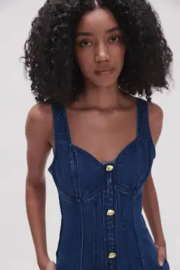 Aje May Denim Mini Dress in Dark Indigo Size AU 6  for rent on The Volte - image 2