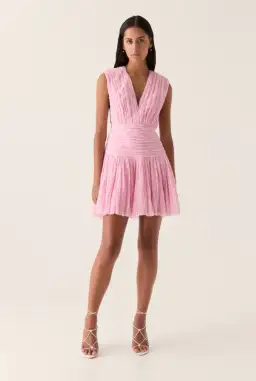 Aje Escapist Mini Dress Flash Pink Size 12 for rent on The Volte - image 1