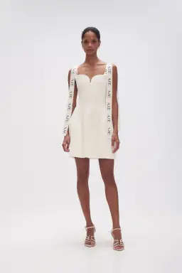 Aje Amber Knit Tie Shoulder Mini Dress Ivory Size M / AU 10