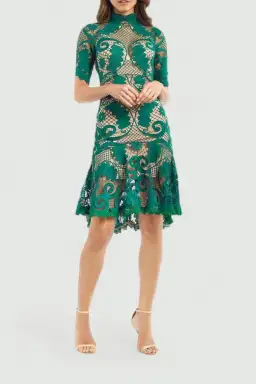 Thurley Babylon Lace Dress in Emerald Size 6 for rent on The Volte - image 1