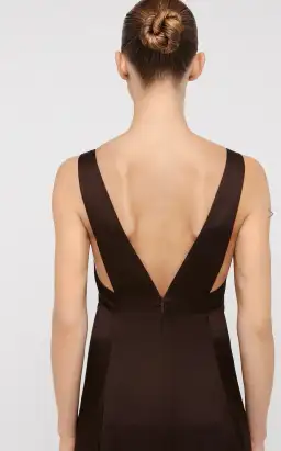 Scanlan Theodore Silk Jacquard Gown Chocolate Brown Size 12  for rent on The Volte - image 4