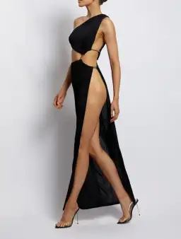Meshki Paige Ruched Side Cut Out Maxi Dress in Black Size S / AU 8  for rent on The Volte - image 4