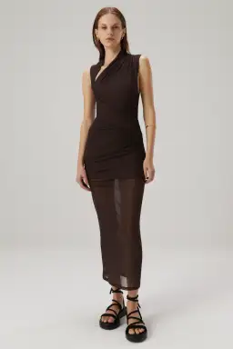 Misha Tillie Midi Dress Umber Brown Size 8