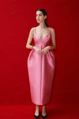 Alemais Priscilla Sculpt Midi Dress Pink Size 10 for rent on The Volte - image 1